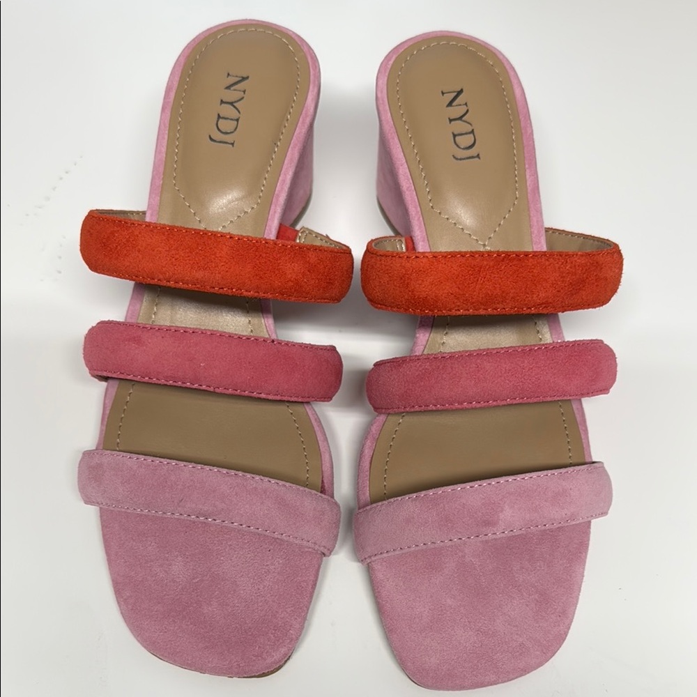 NDI Pink and Red Sandals with Triple-Strap Design